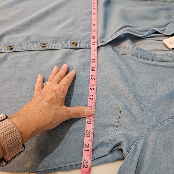 NWT! Soft Surroundings Twyla Tunic Shirt Denim Large Button Down Long Sleeve - Picture 10 of 10